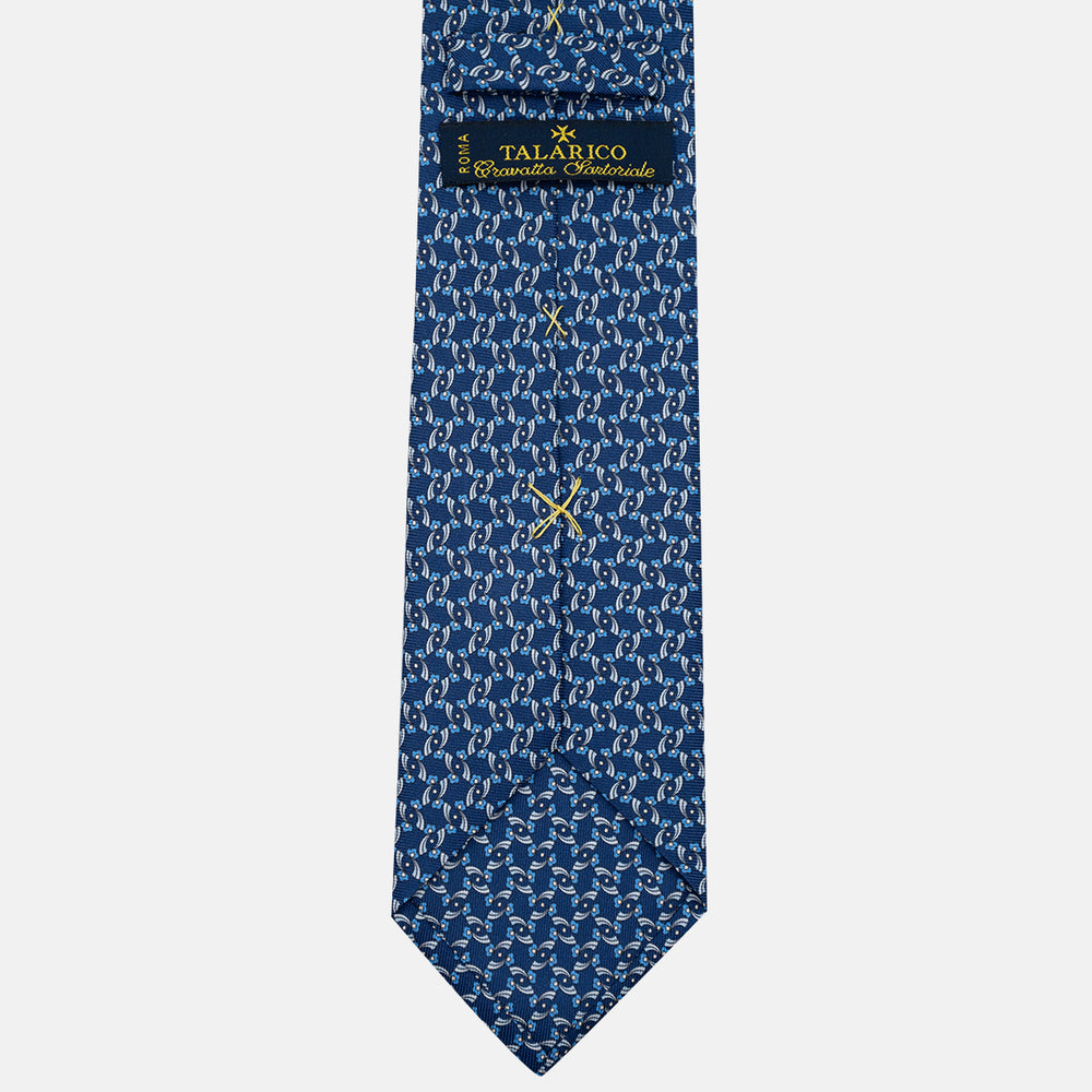 3-Fold Silk Tie, Floral Pattern, Light Blue - JA056337-1