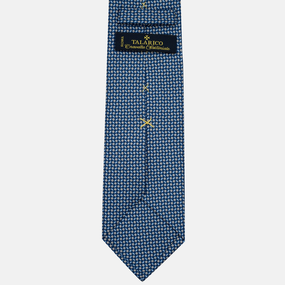 Cravatta 3 pieghe in Seta, Micro Fantasia, Azzurro Grigio - JC056124-1