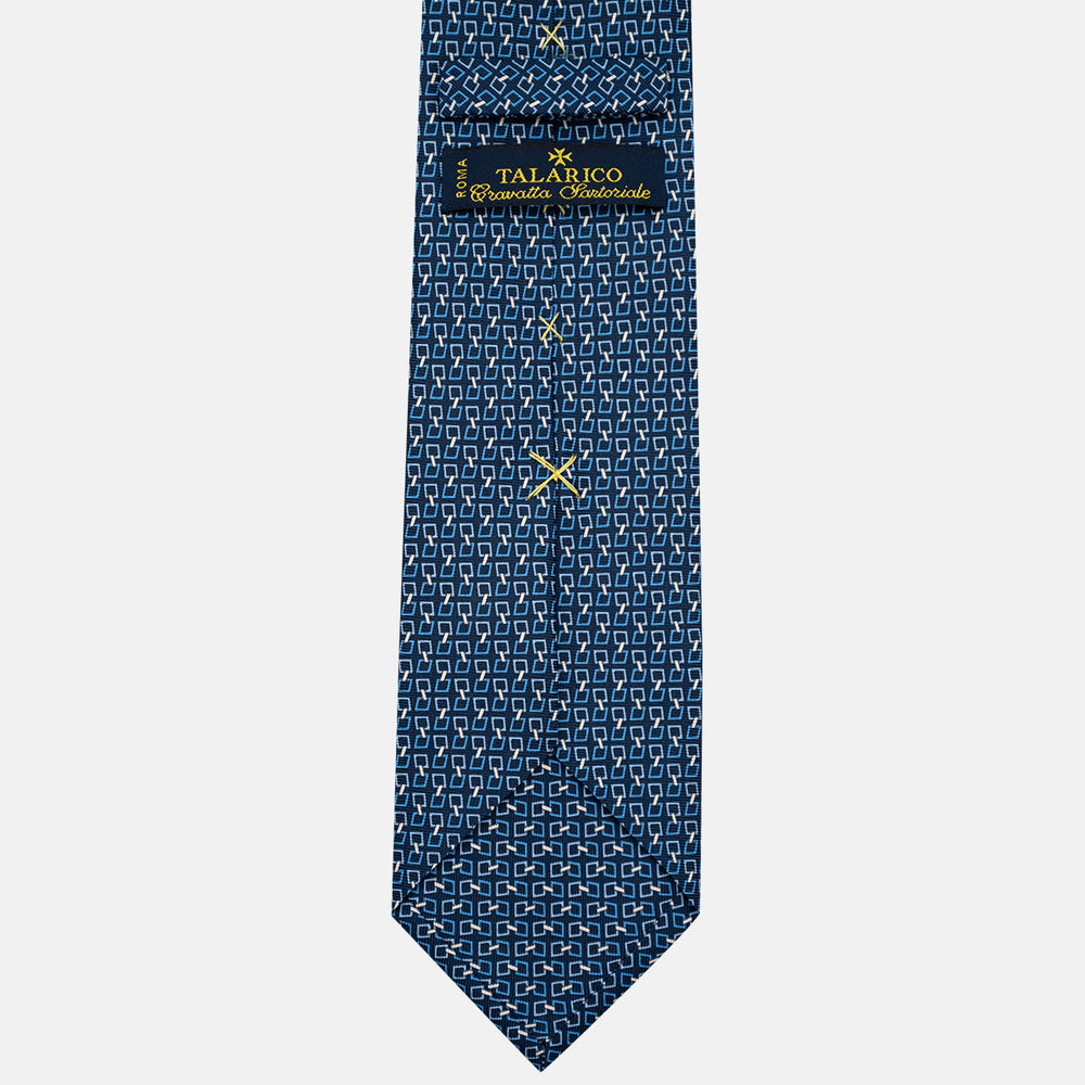 3-Fold Silk Tie, Chain Pattern, Light Blue - JA057083-1