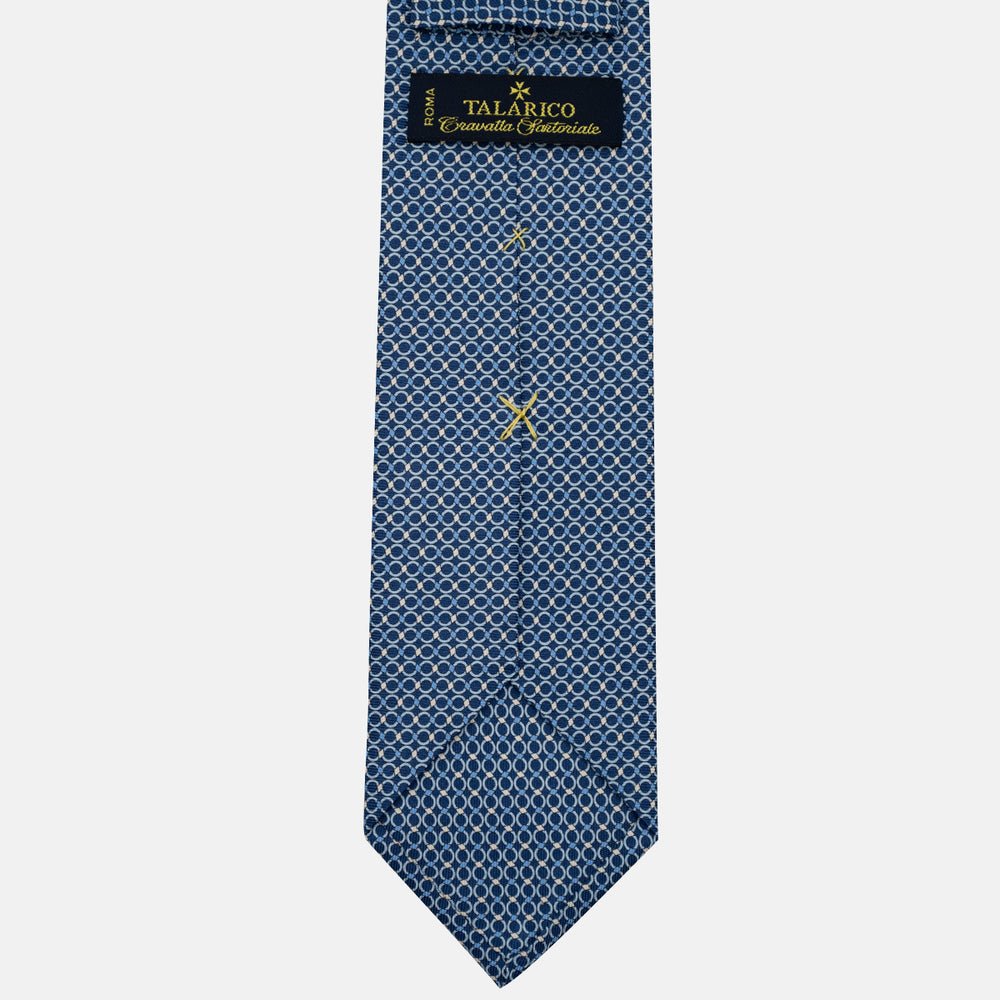3-Fold Silk Tie, Chain Pattern, Light Blue - JA057080-1