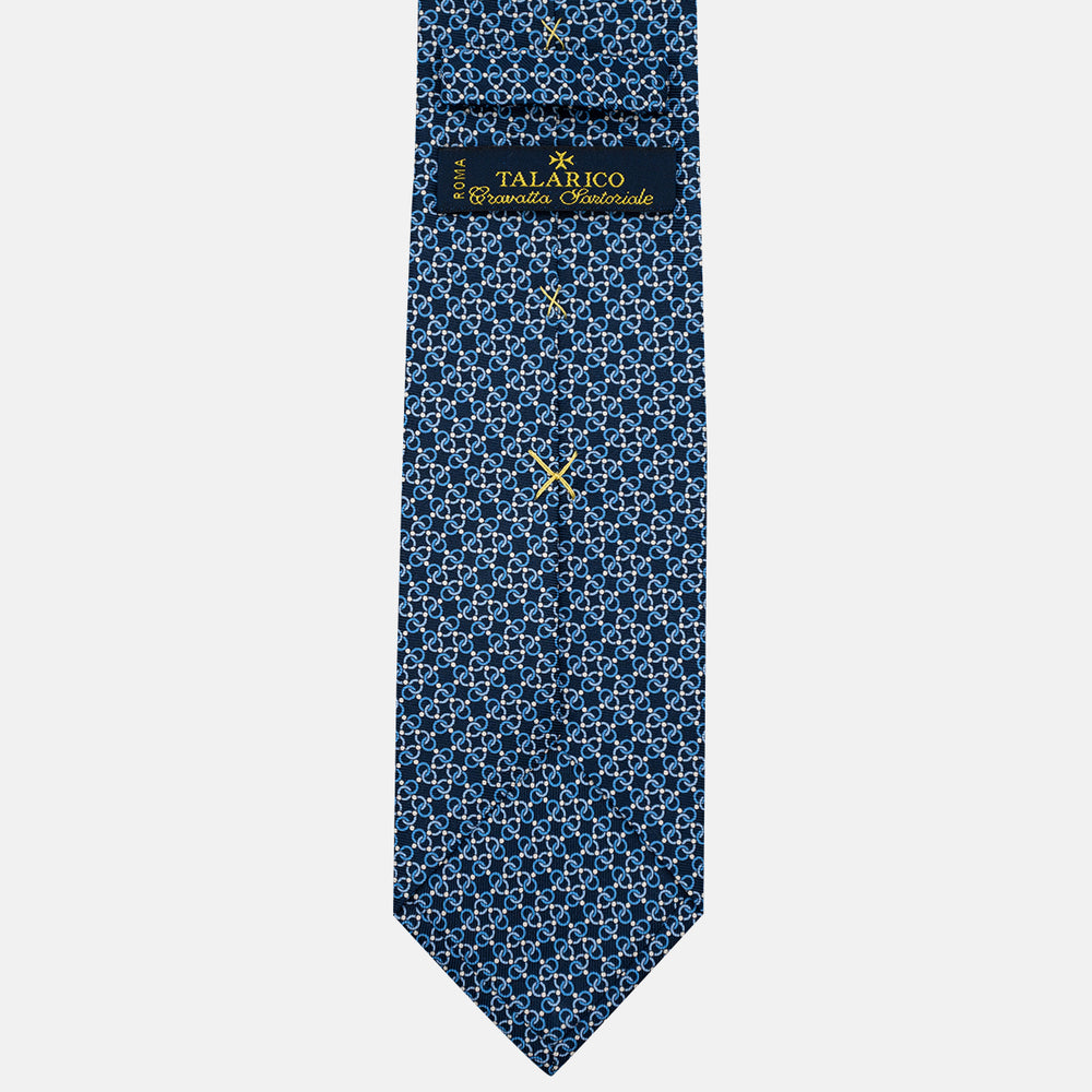 3-Fold Silk Tie, Chain Pattern, Light Blue - JA055937-1