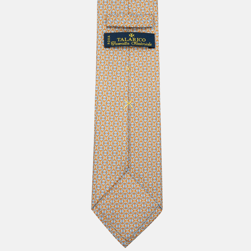 3-Fold Silk Tie, Geometric Pattern, Yellow - JA056334-1
