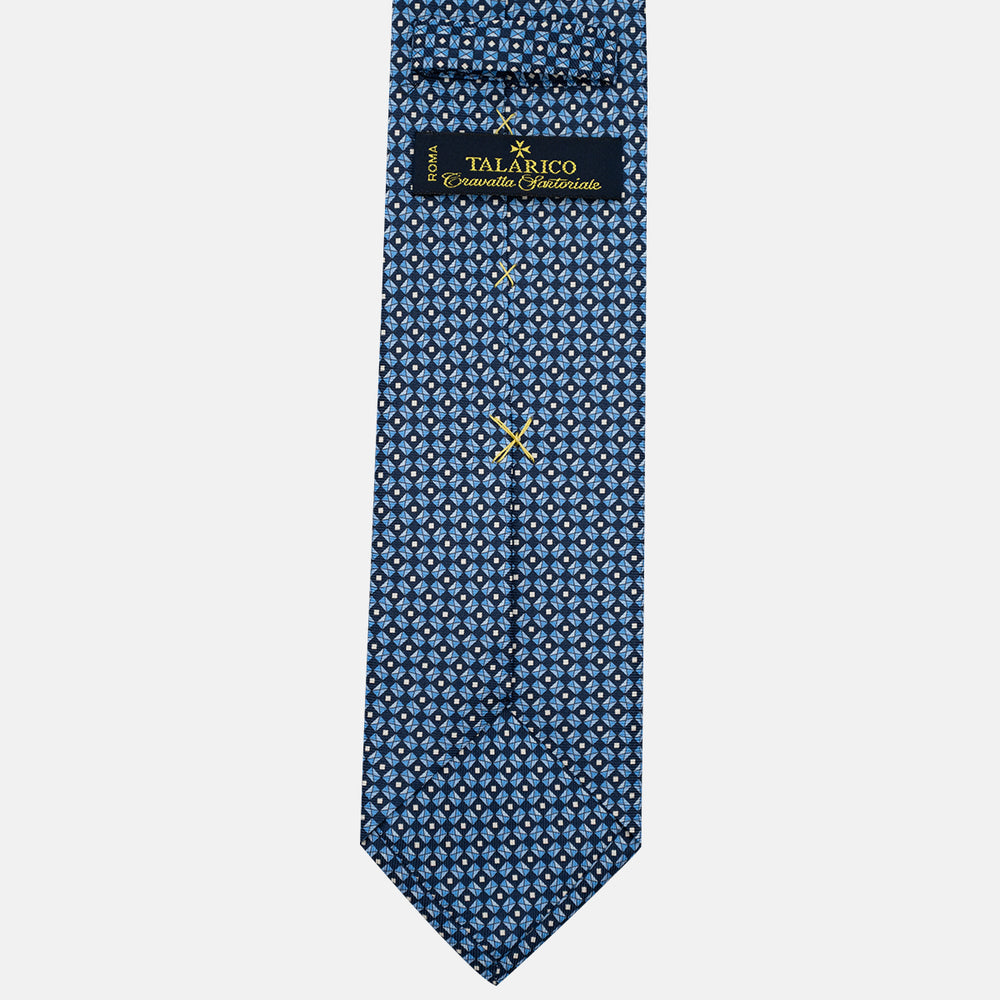 3-Fold Silk Tie, Geometric Pattern, Light Blue - JA055920-1