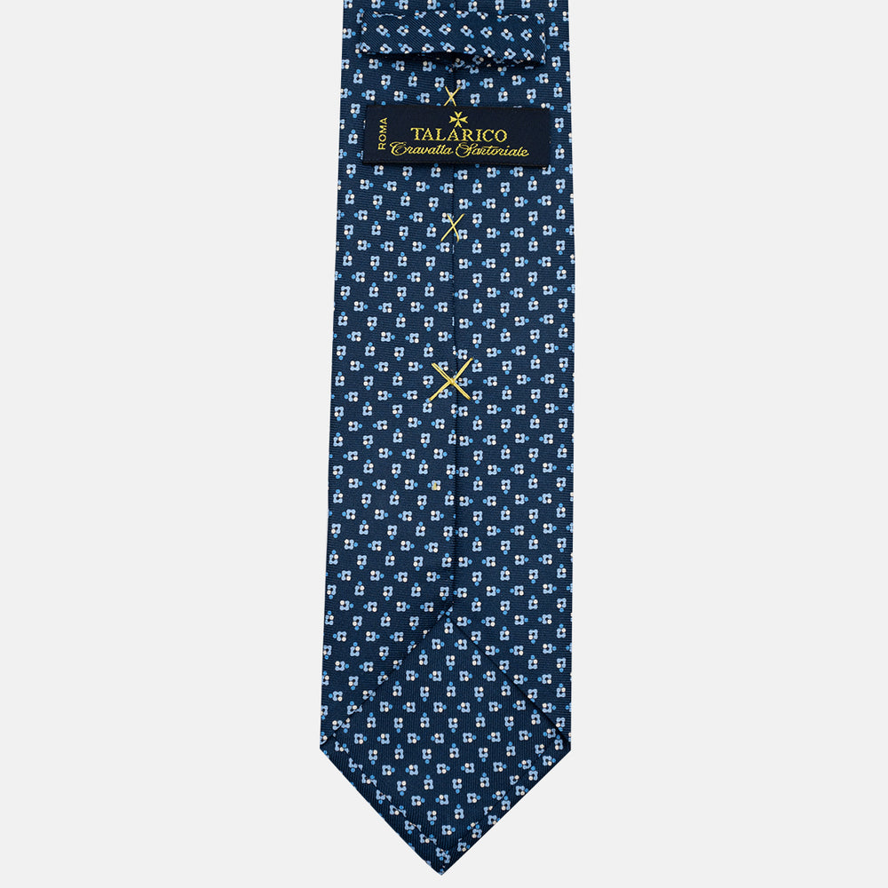 3-Fold Silk Tie, Floral Pattern, Light Blue - JA057247-1