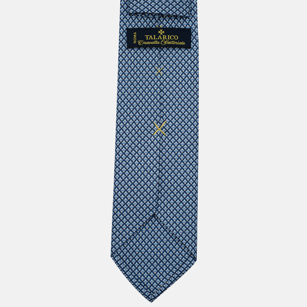 Cravatta 3 pieghe in Seta, Micro Fantasia, Blu Celste - JC056329-1