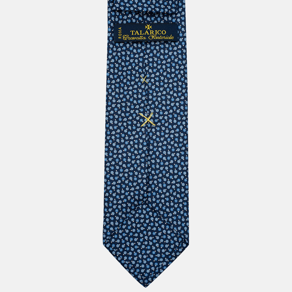 3-Fold Silk Tie, Geometric Pattern, Light Blue - JA055946-1