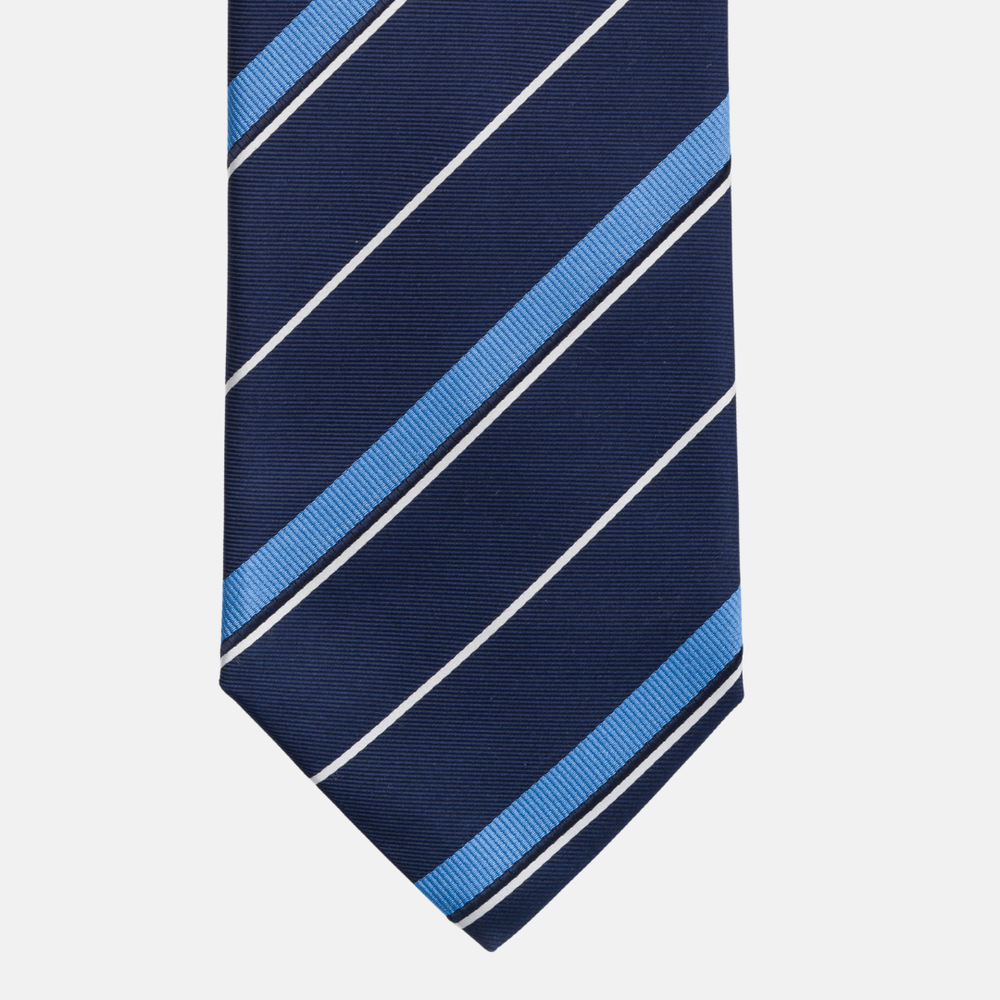 1999 Collection Heavy Silk Blue Tie with Stripes