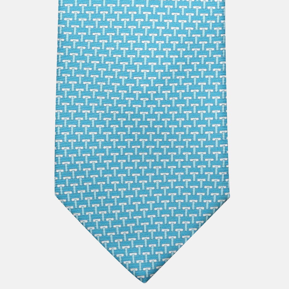 Cravatte 3 pieghe seta T Iconica Piscina Celeste