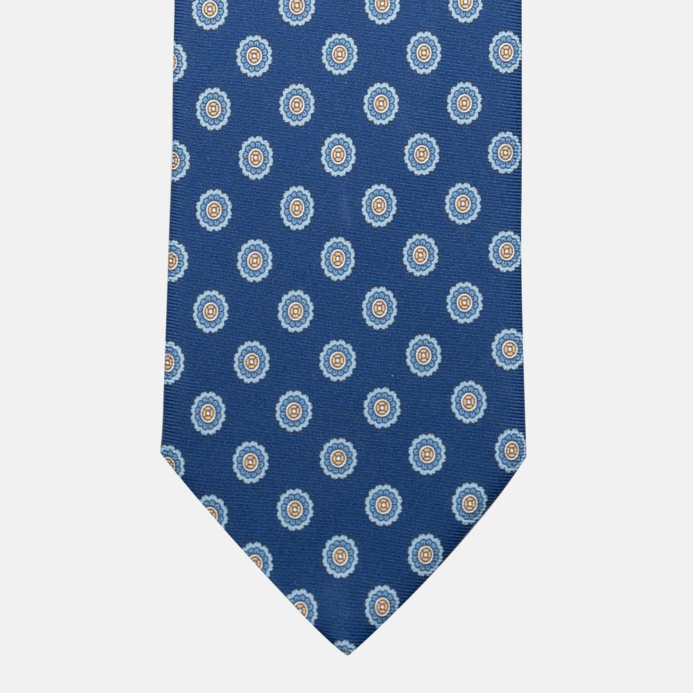 Cravatta Collezione 1999 in Seta Twill Fantasia Floreale, Blu Celeste