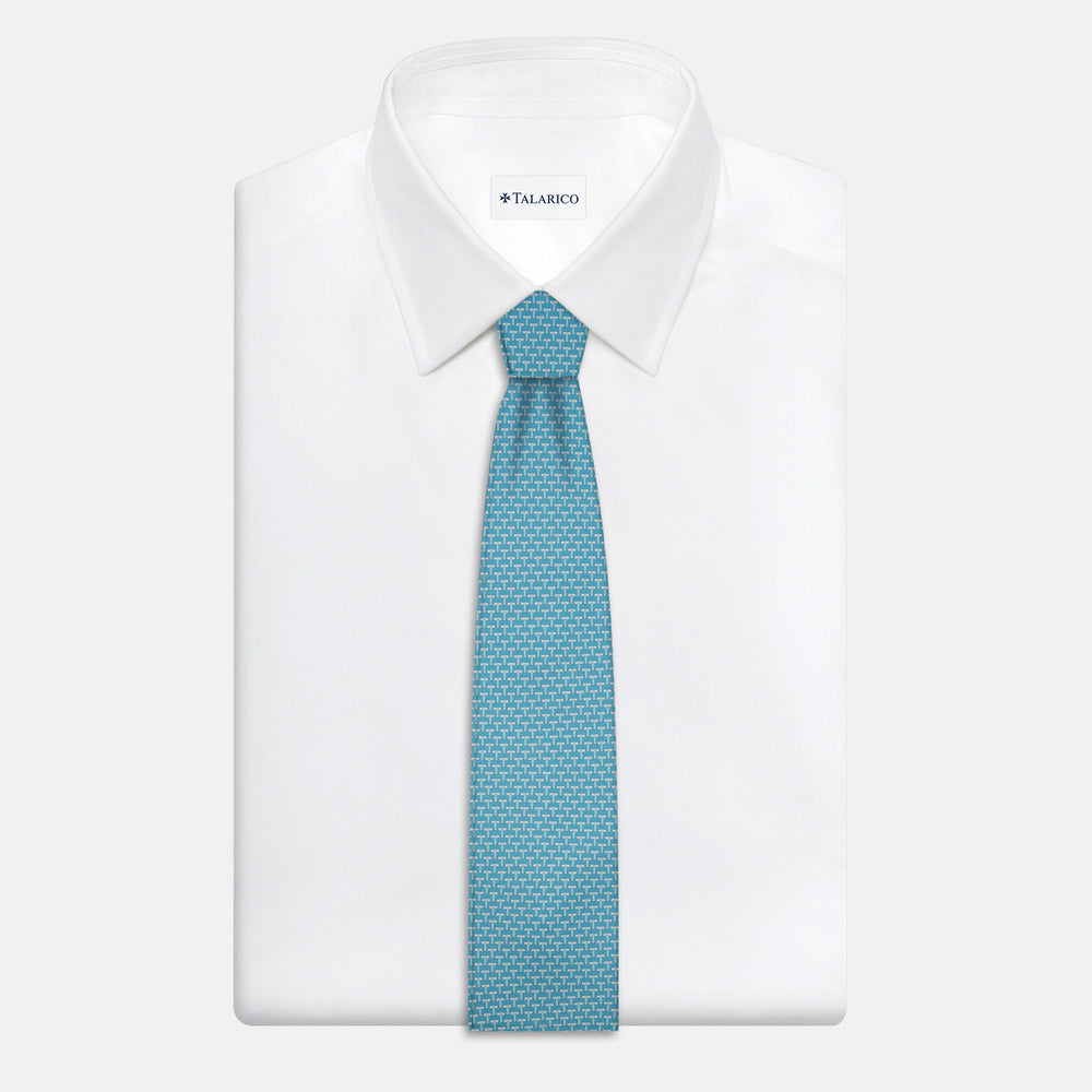 3-fold silk ties T Iconic Pool Light Blue