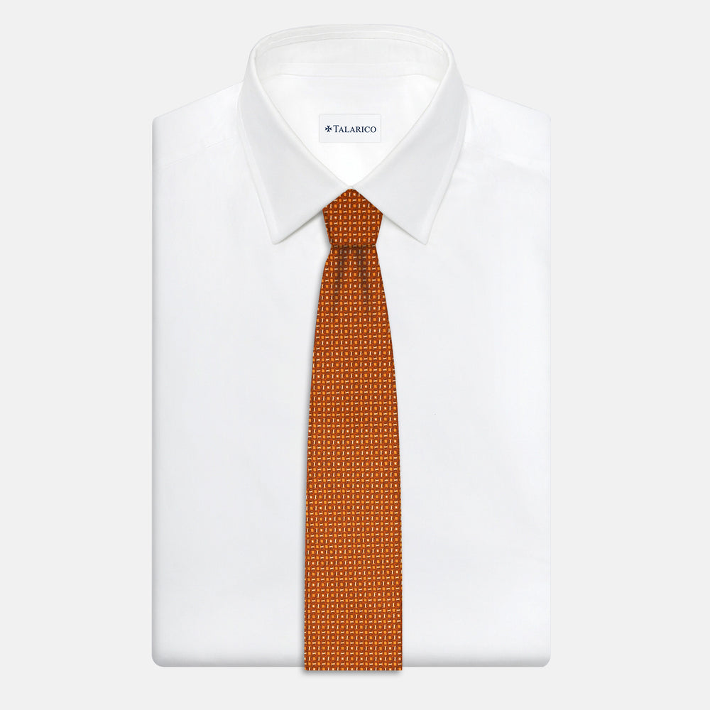 3-Fold Satin Micro Pattern Tie, Orange - JA241003-2