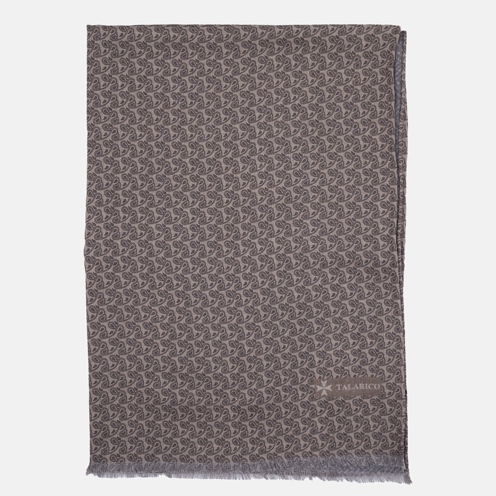 TWO-TONE SCARF WITH BROWN PATTERN - 2021664