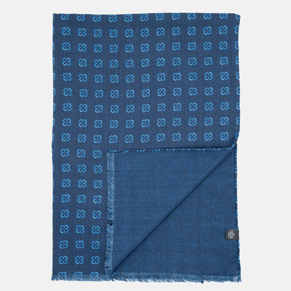 TWO-TONE BLUE PATTERN SCARF - 2025359