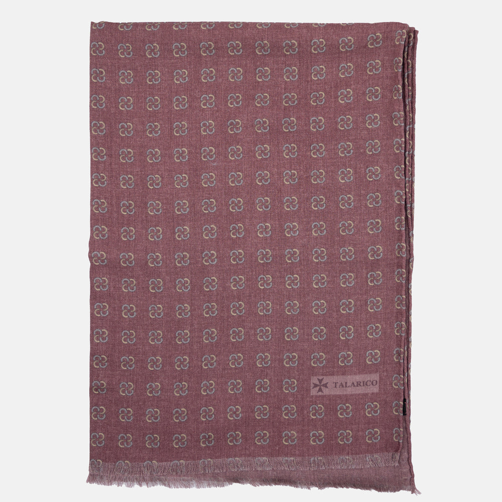 TWO-TONE SCARF WITH BORDEAUX PATTERN - 2025359