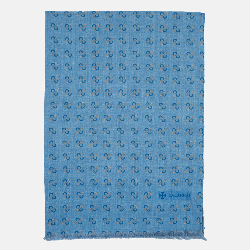 TWO-TONE SCARF WITH SKY BLUE PATTERN - 2025359