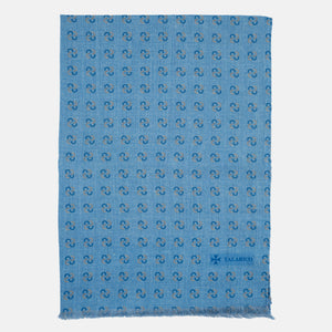 TWO-TONE SCARF WITH SKY BLUE PATTERN - 2025359