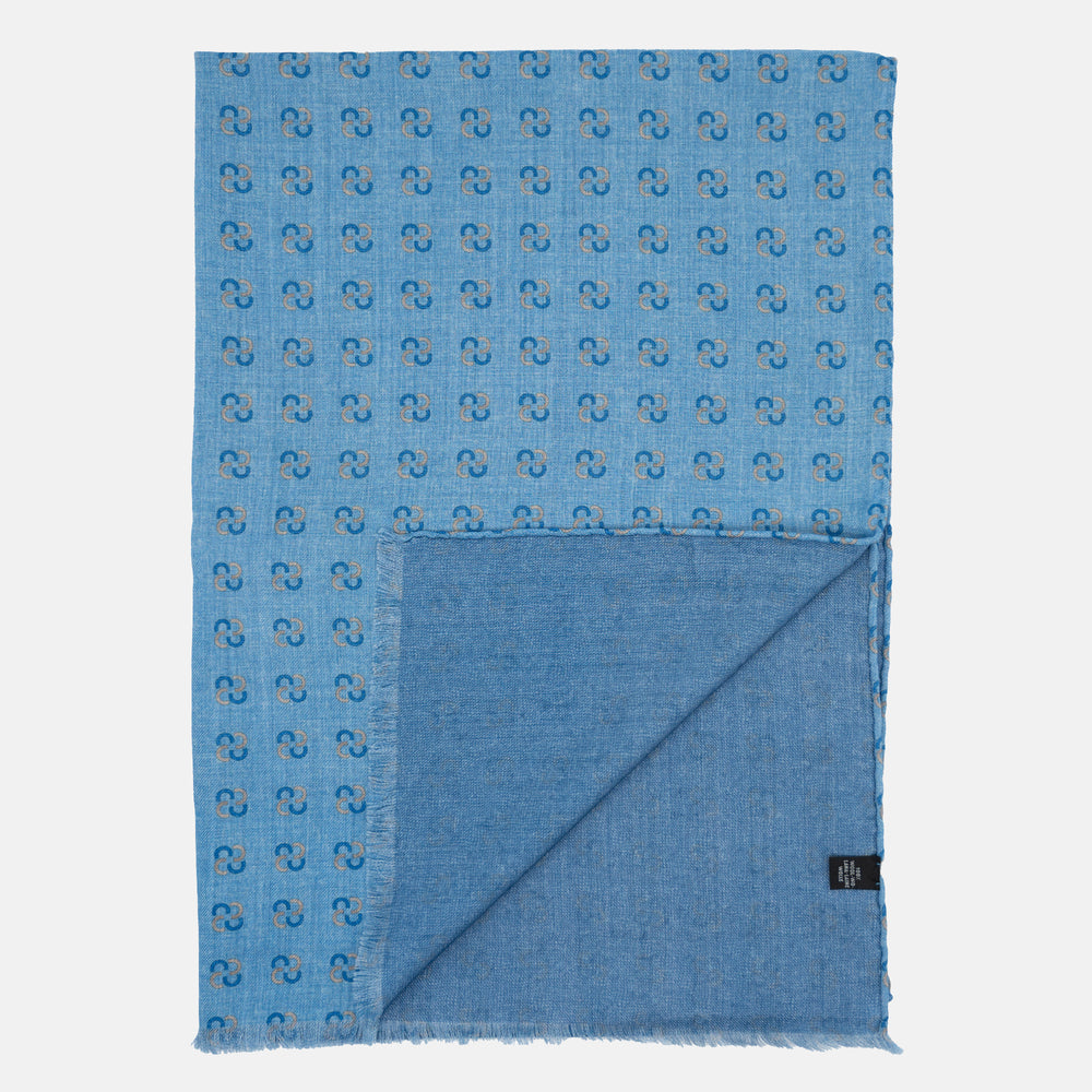 TWO-TONE SCARF WITH SKY BLUE PATTERN - 2025359