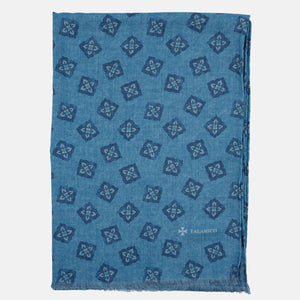 TWO-TONE SCARF WITH BLUE PATTERN - 2025361