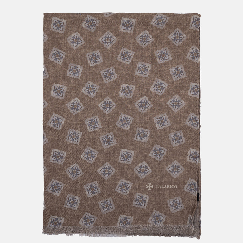 TWO-TONE SCARF WITH BROWN PATTERN - 2025361