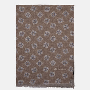 TWO-TONE SCARF WITH BROWN PATTERN - 2025361