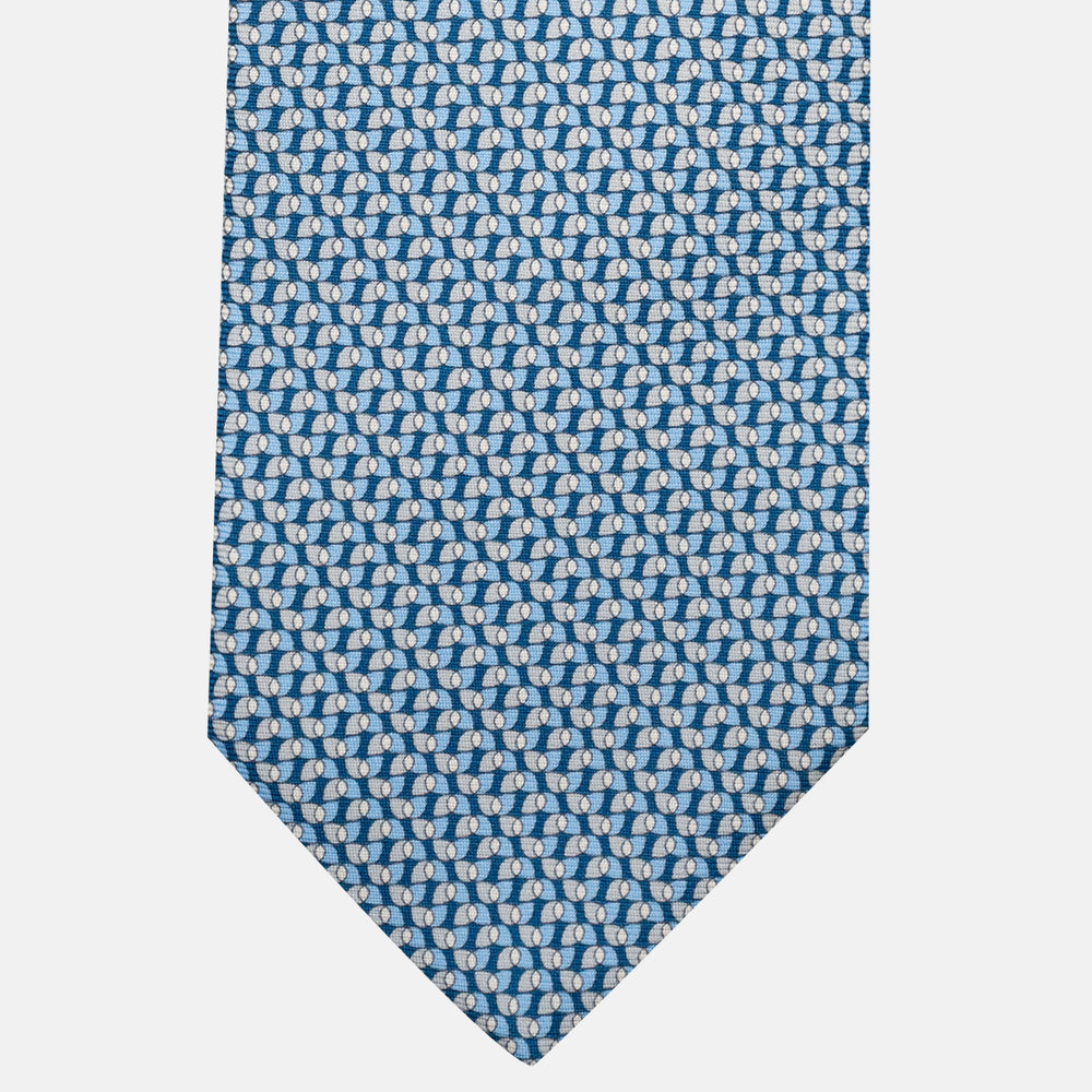 3-Fold Silk Tie, Geometric Pattern, Light Blue - JA056123-10