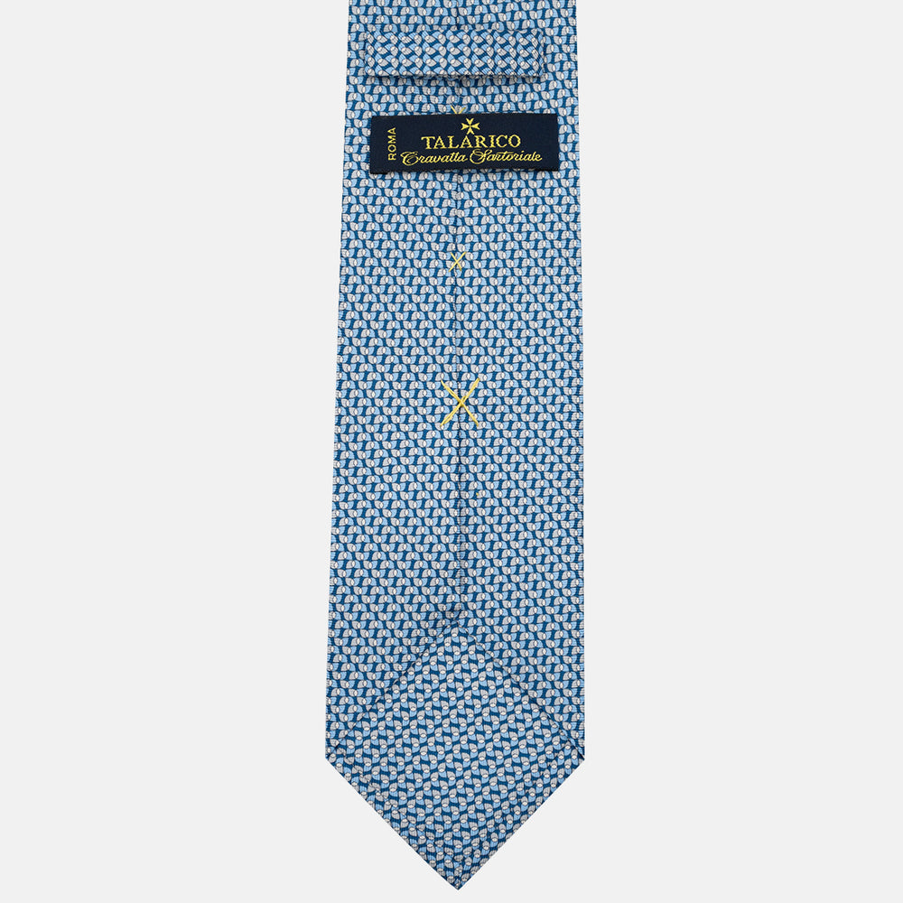 3-Fold Silk Tie, Geometric Pattern, Light Blue - JA056123-10