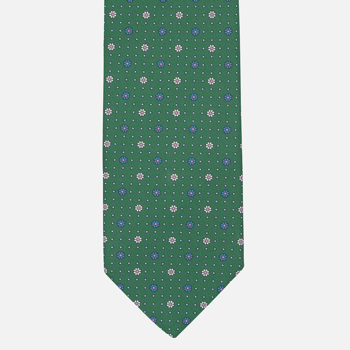 Cravatta Collezione 1999 in Seta Twill Fantasia Floreale Verde Azzurro