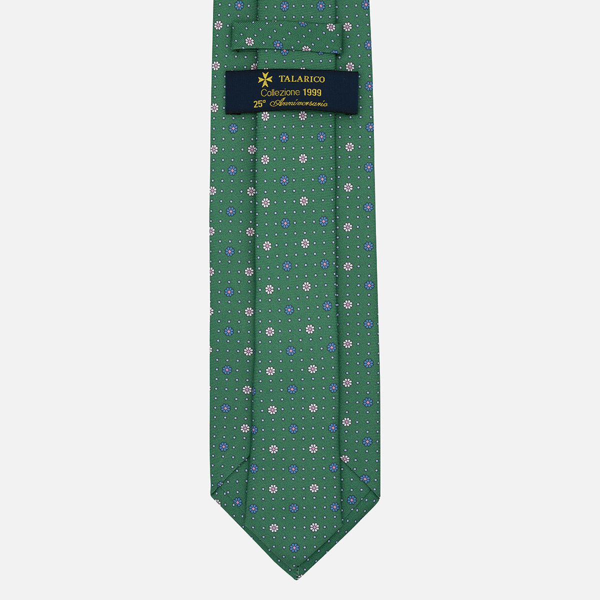 Cravatta Collezione 1999 in Seta Twill Fantasia Floreale Verde Azzurro