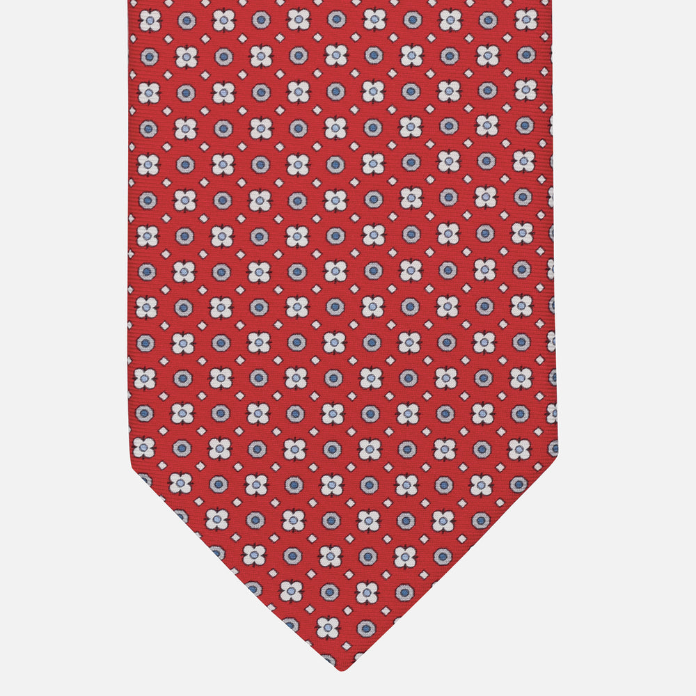 1999 Collection Tie in Heavy Silk Blue Geometric Pattern