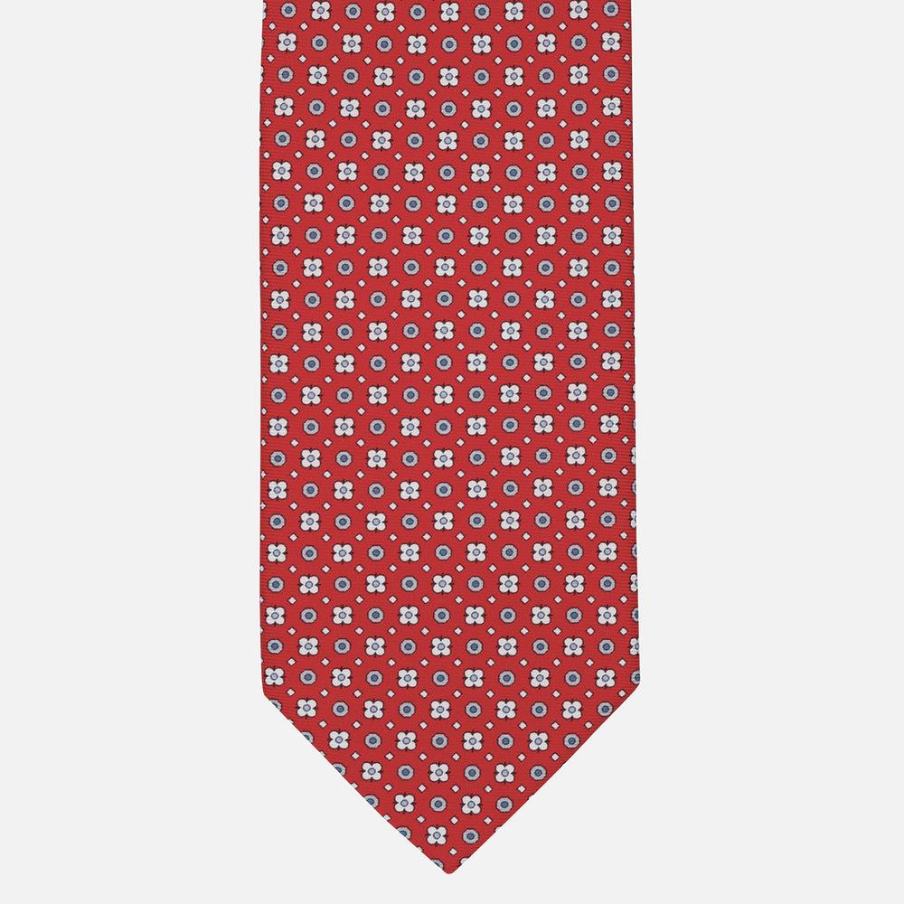 1999 Collection Tie in Heavy Silk Blue Geometric Pattern