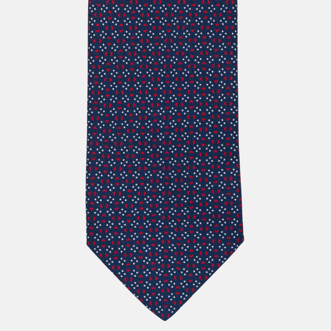 7-fold silk tie Fantasy Blue and Red