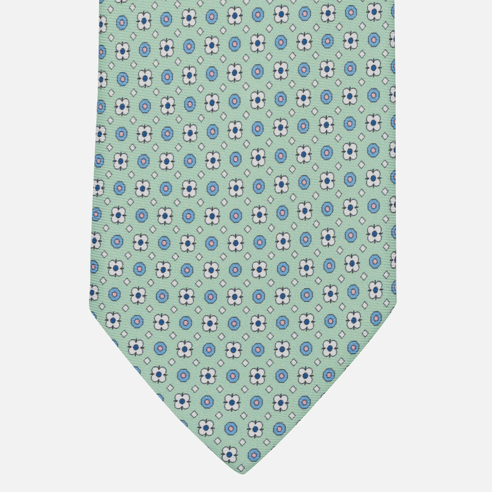 1999 Collection Tie in Heavy Silk Blue Geometric Pattern