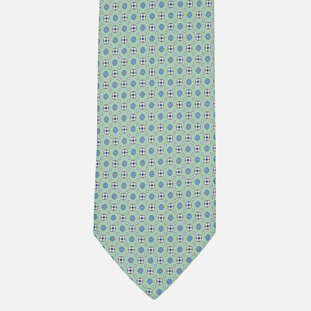 1999 Collection Tie in Heavy Silk Blue Geometric Pattern