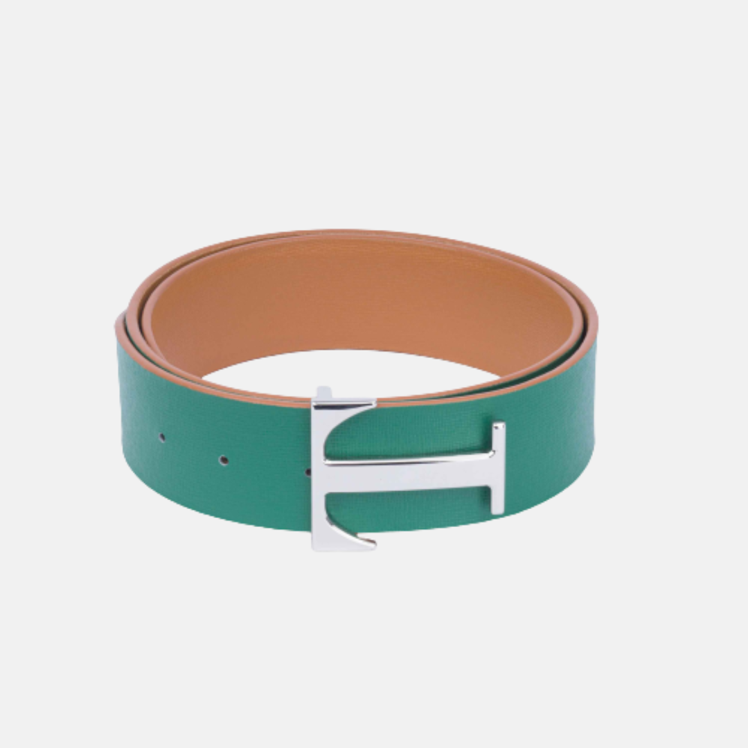 Ceinture bicolore vert/camel