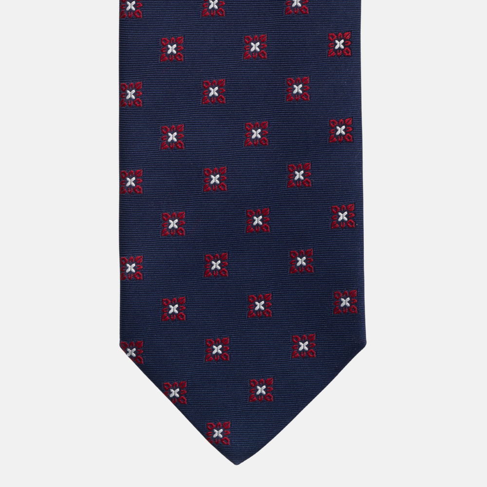 1999 Collection Tie in Heavy Blue Silk with Floral Pattern