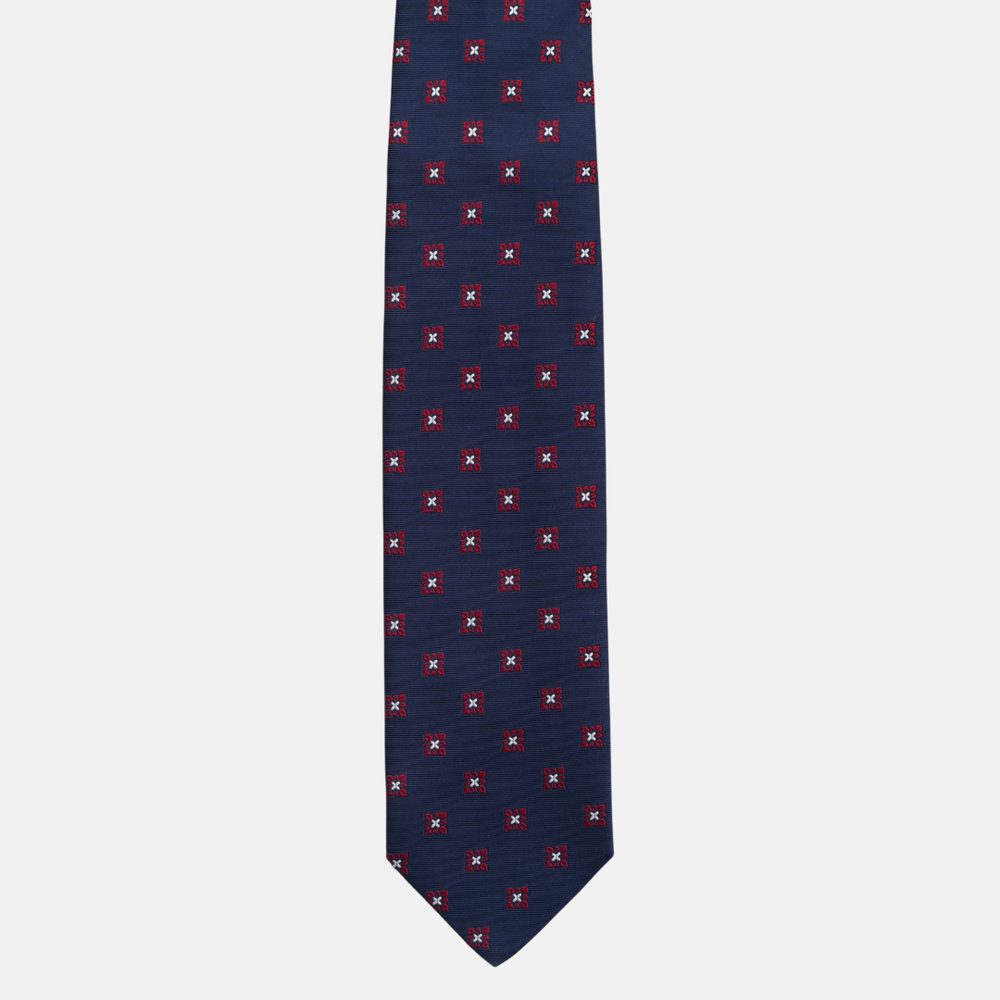 1999 Collection Tie in Heavy Blue Silk with Floral Pattern