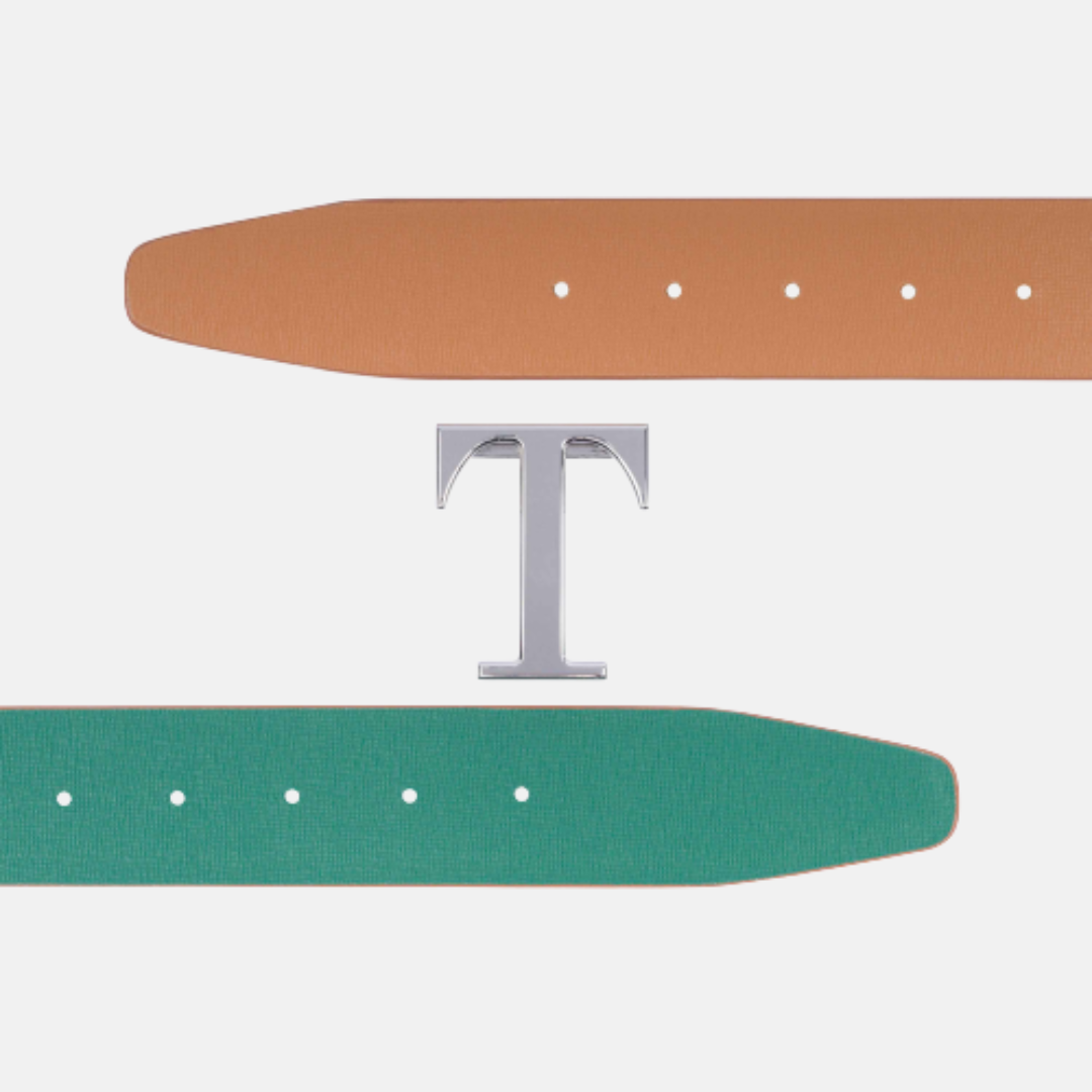 Green/Camel Two-Tone Belt