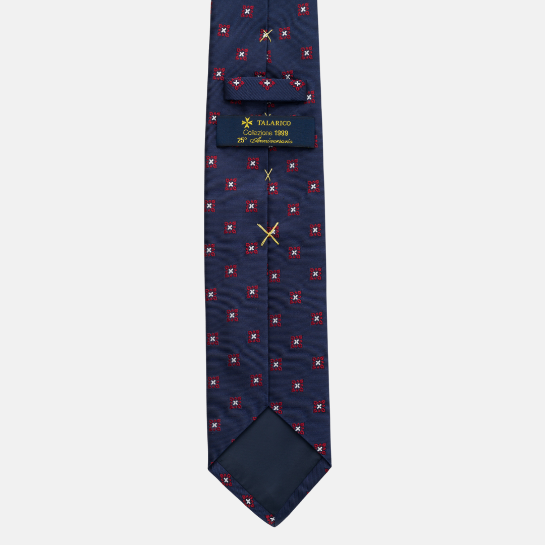 Cravatta Collezione 1999 in Seta Pesante Blu Fantasia Fiori