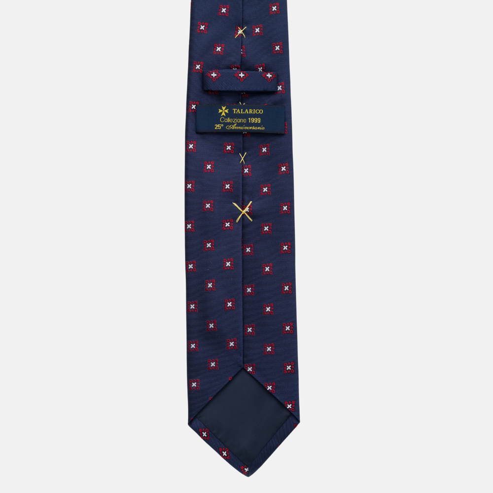 1999 Collection Tie in Heavy Blue Silk with Floral Pattern