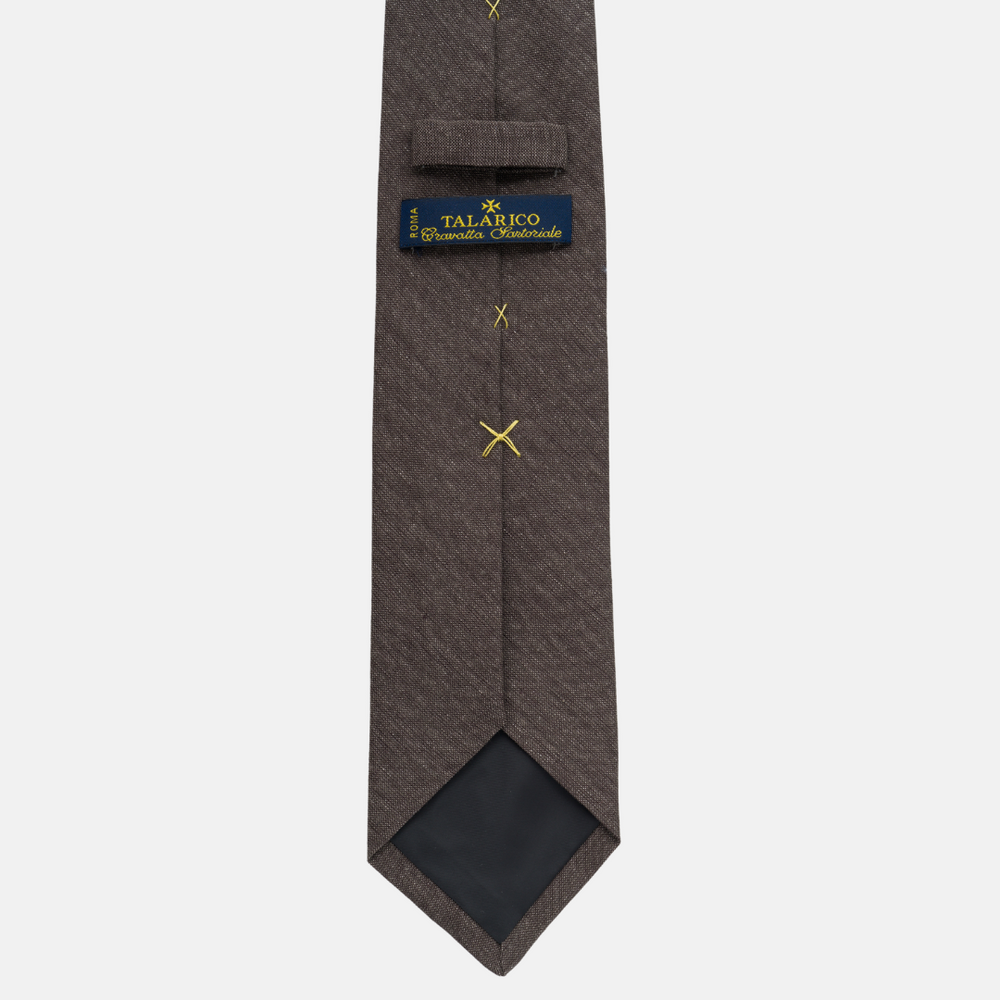 3-Fold Tie in Brown Irish Linen - TAL 324