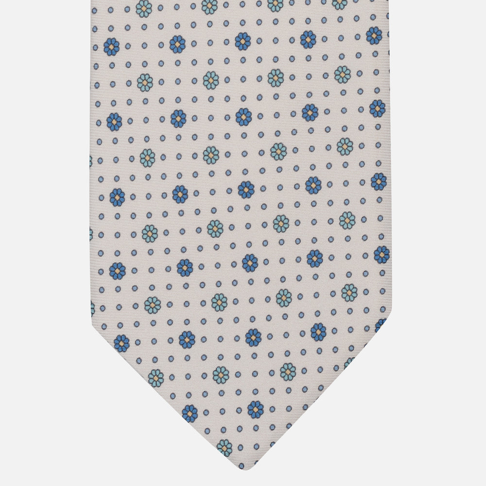 1999 Collection Tie in Heavy Silk Blue Geometric Pattern