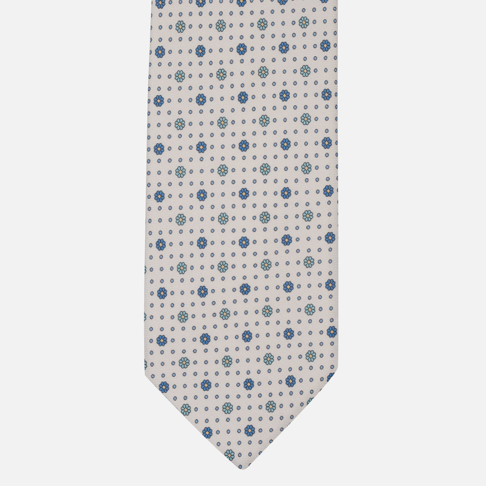 1999 Collection Tie in Heavy Silk Blue Geometric Pattern