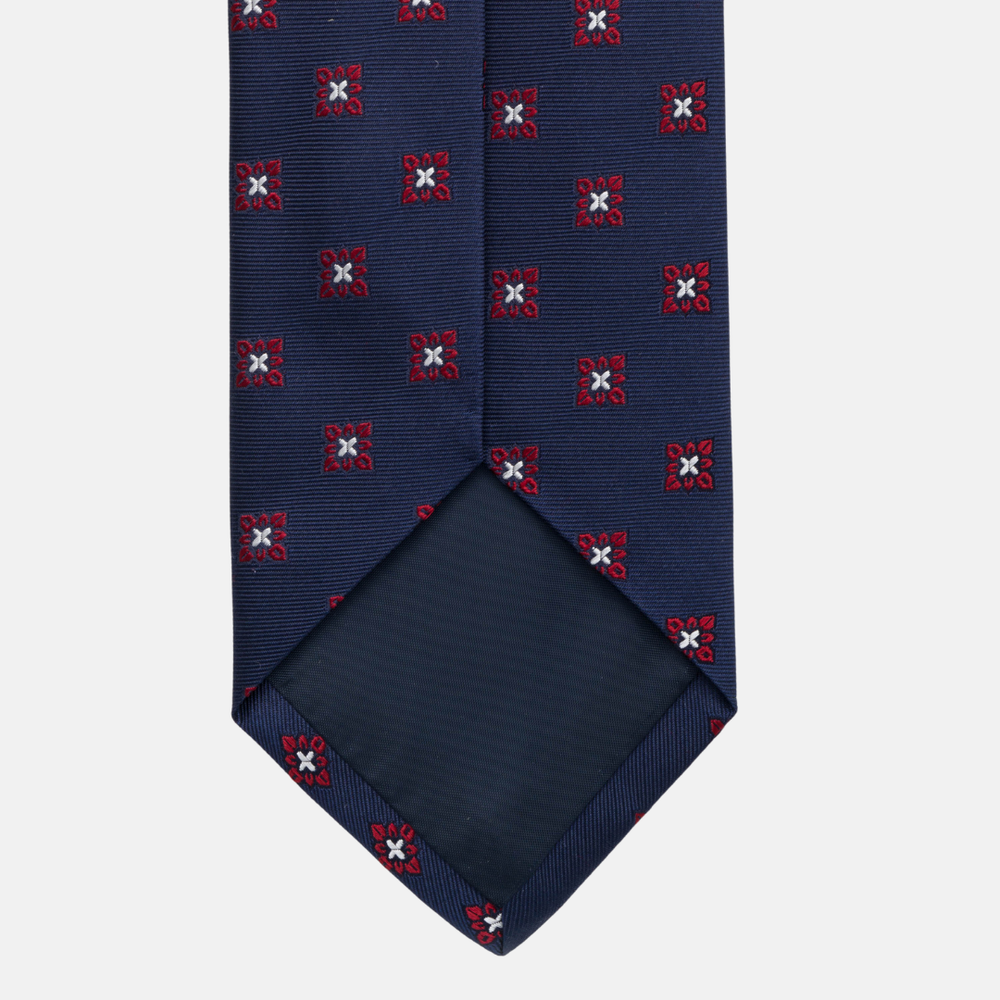 1999 Collection Tie in Heavy Blue Silk with Floral Pattern