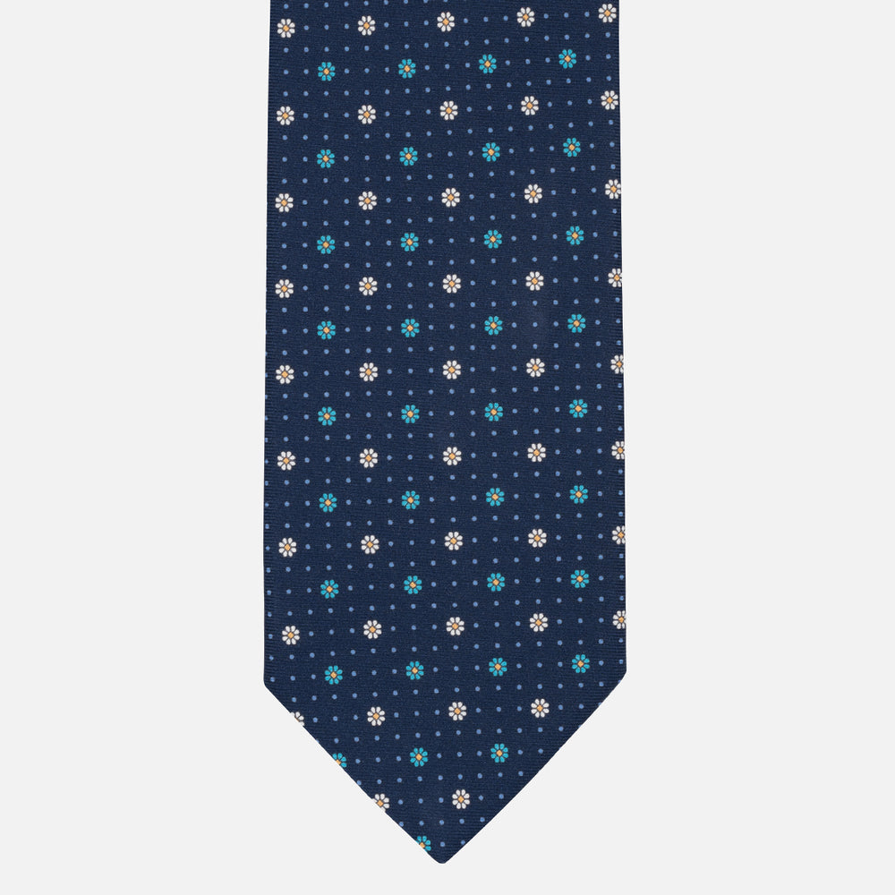 1999 Collection Tie in Heavy Silk Blue Geometric Pattern