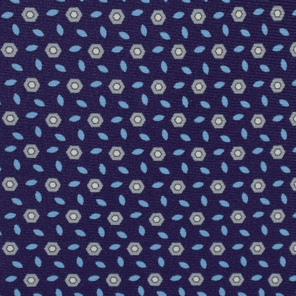 3-Fold Silk Tie, Floral Pattern, Purple Grey - 2951