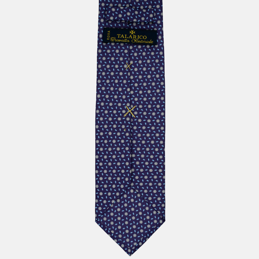 3-Fold Silk Tie, Floral Pattern, Purple Grey - 2951