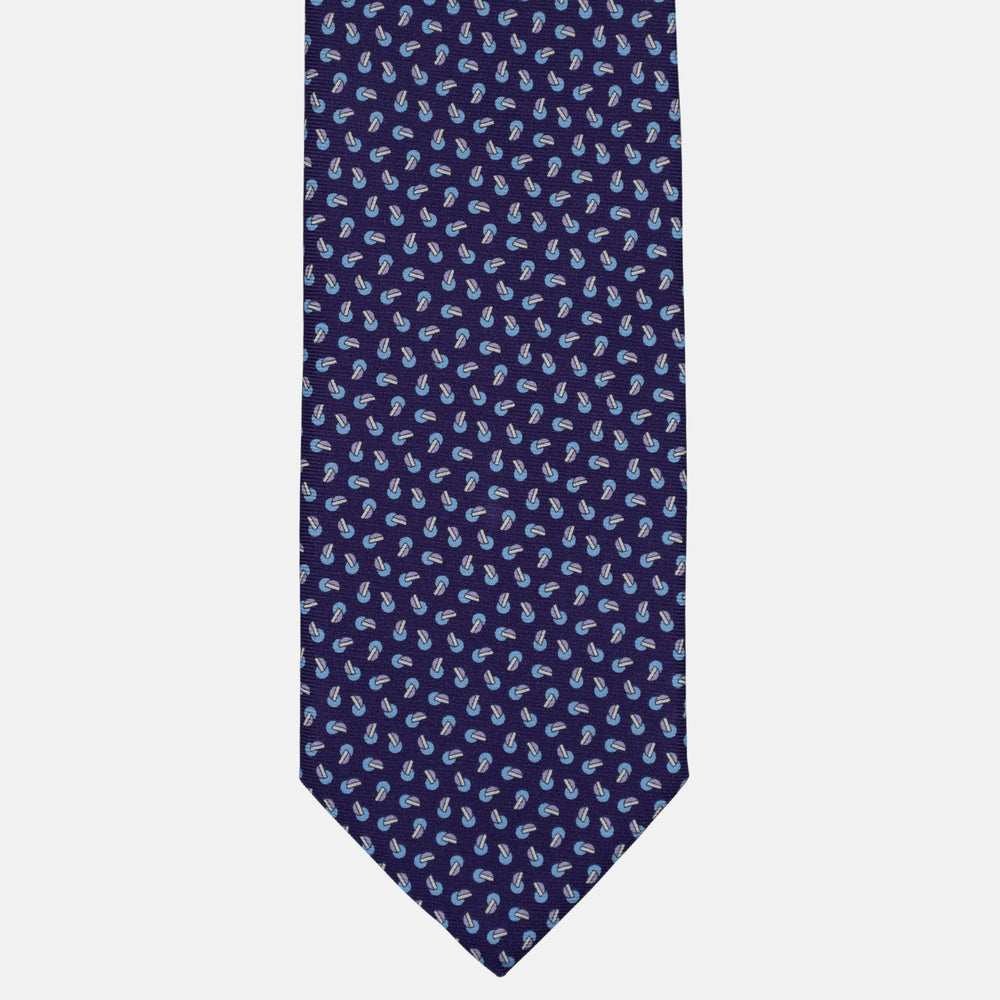 3-Fold Silk Tie, Geometric Pattern, Light Blue Purple - 2953