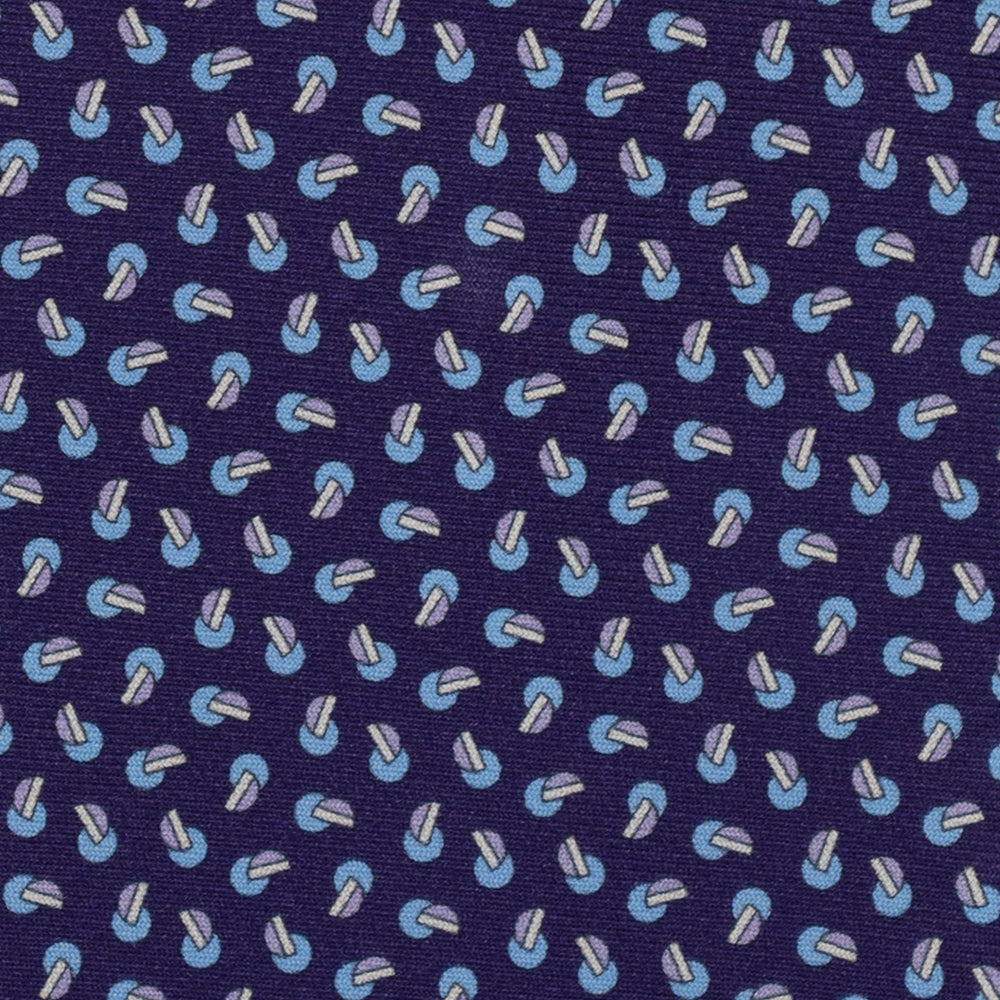3-Fold Silk Tie, Geometric Pattern, Light Blue Purple - 2953