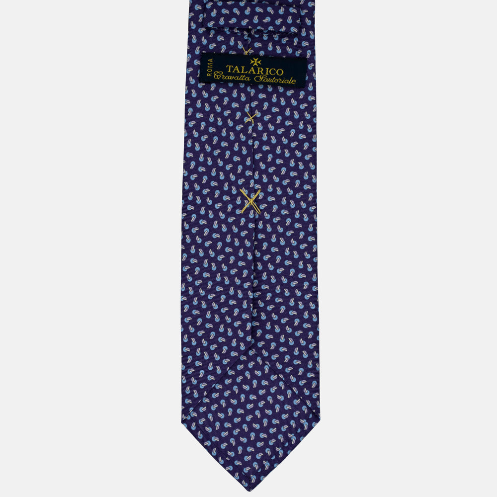 3-Fold Silk Tie, Geometric Pattern, Light Blue Purple - 2953