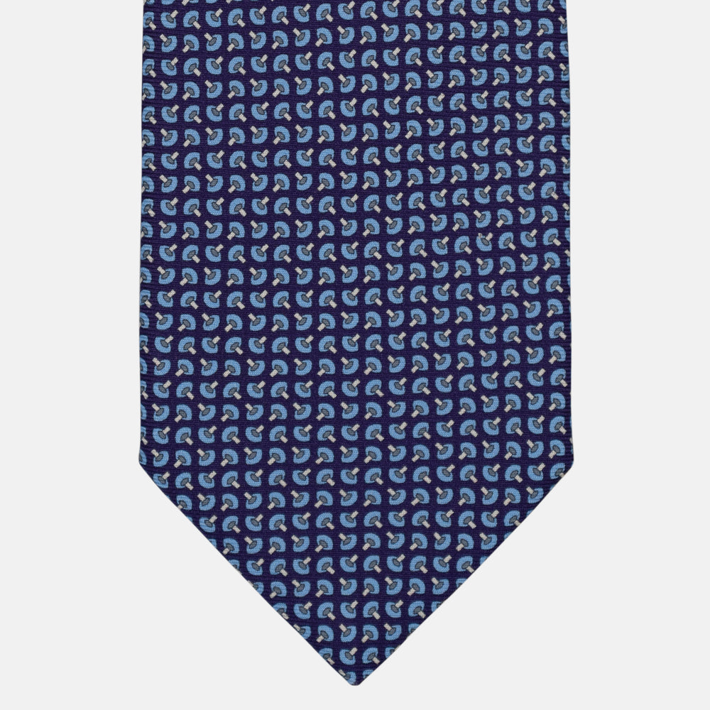 3-Fold Silk Tie, Geometric Pattern, Purple Grey - 2955